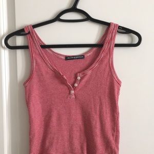 Striped Front Button Tank